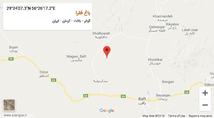 روستای باغ فقرا بر روی نقشه