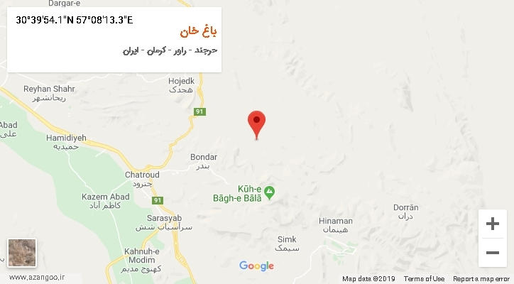 روستای باغ خان بر روی نقشه