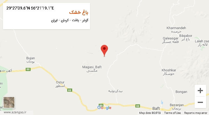 روستای باغ خشک بر روی نقشه