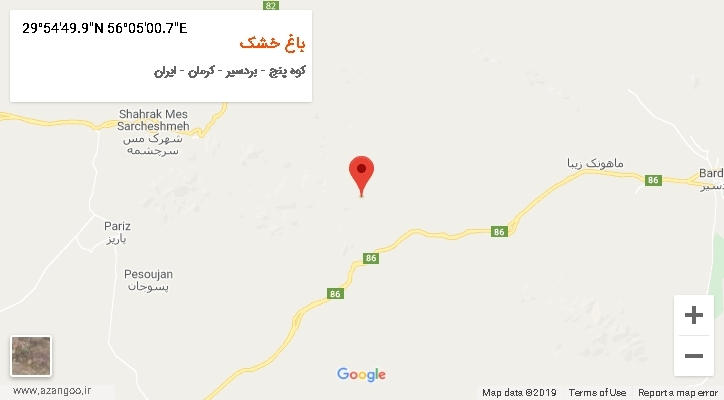 روستای باغ خشک بر روی نقشه