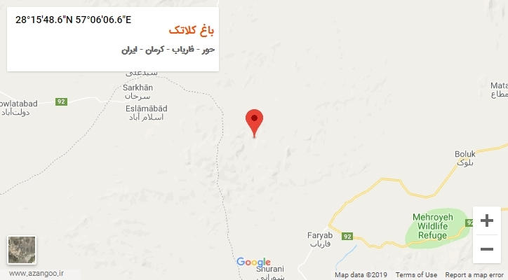 روستای باغ کلاتک بر روی نقشه