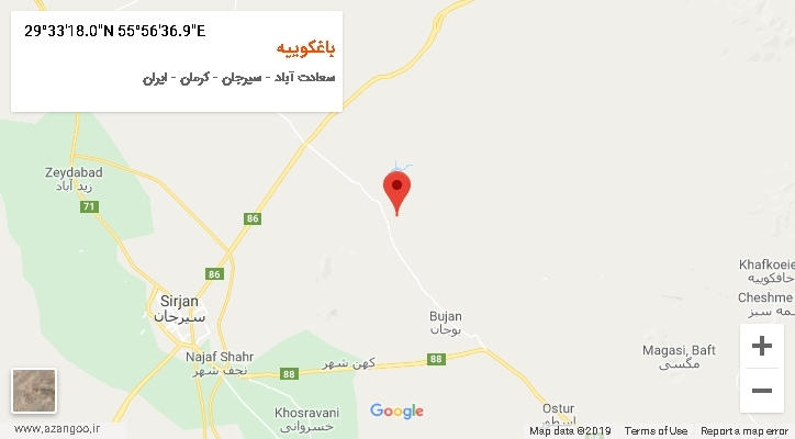 روستای باغکوییه بر روی نقشه