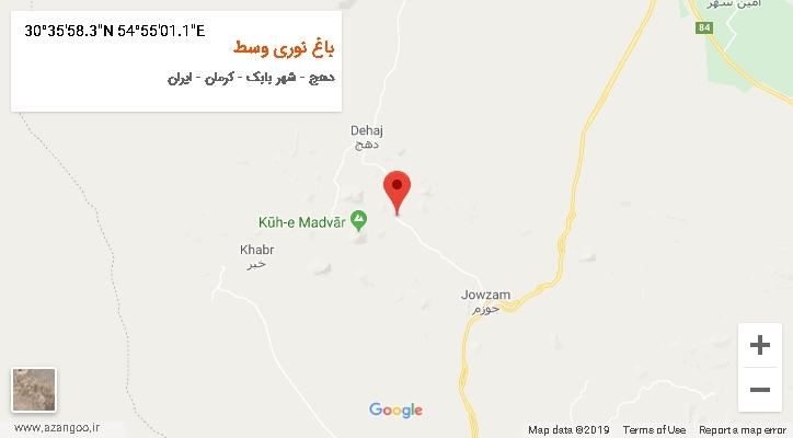 روستای باغ نوری وسط بر روی نقشه