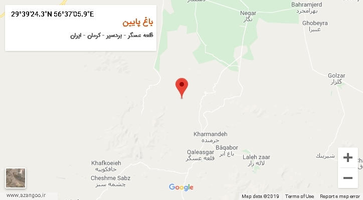 روستای باغ پایین بر روی نقشه