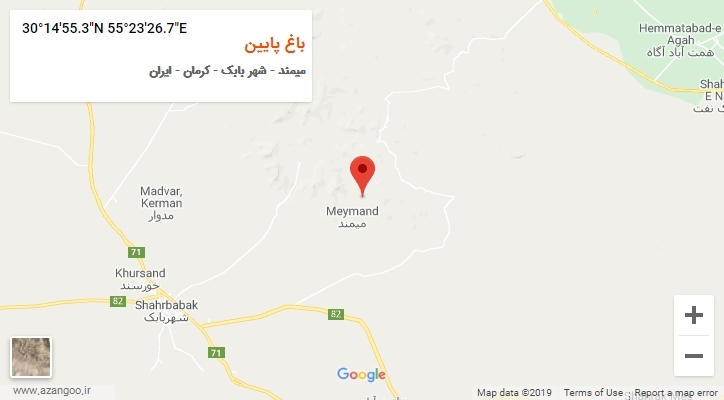 روستای باغ پایین بر روی نقشه