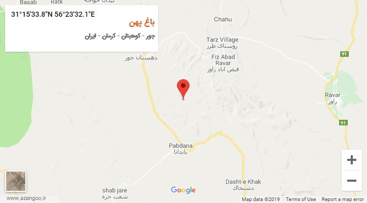 روستای باغ پهن بر روی نقشه