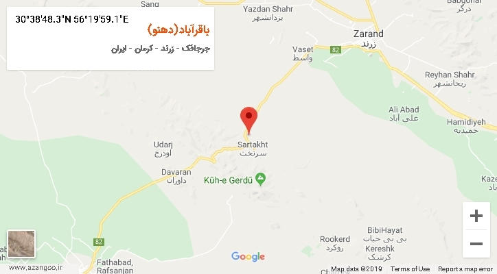 روستای باقرآباد(دهنو) بر روی نقشه