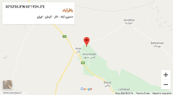 روستای باقرآباد بر روی نقشه