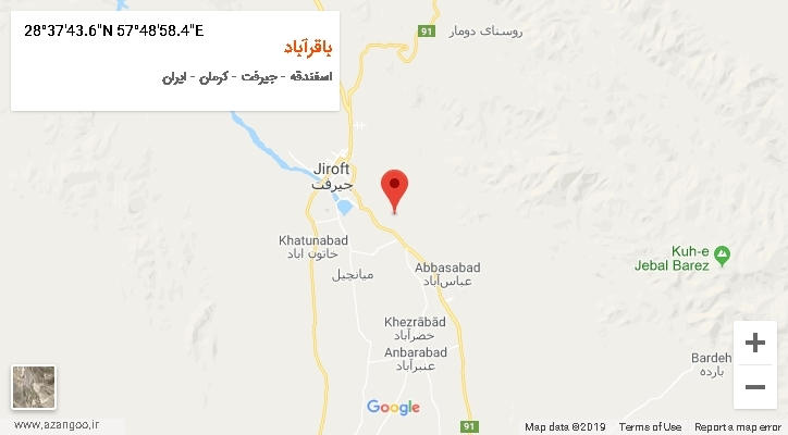 روستای باقرآباد بر روی نقشه
