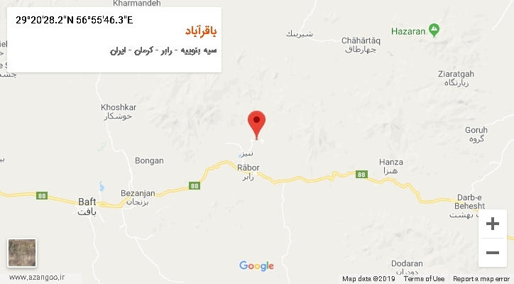 روستای باقرآباد بر روی نقشه