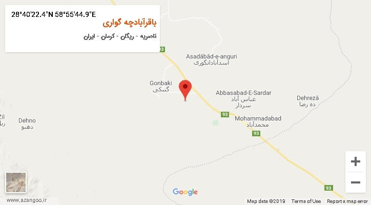 روستای باقرآبادچه گواری بر روی نقشه