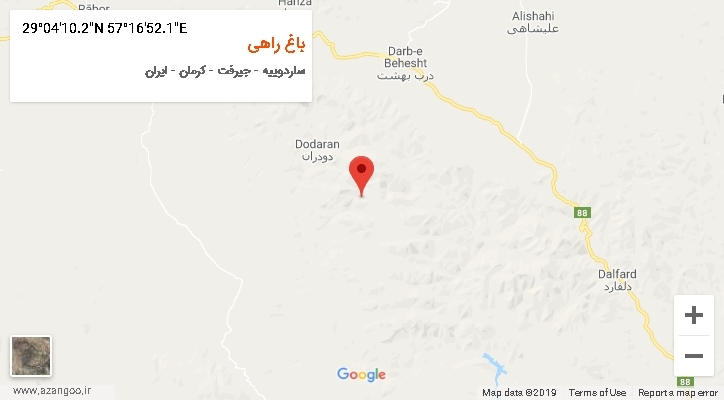 روستای باغ راهی بر روی نقشه