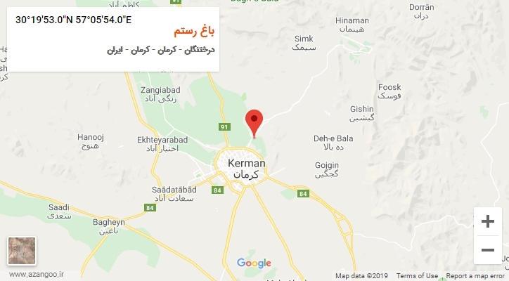 روستای باغ رستم بر روی نقشه