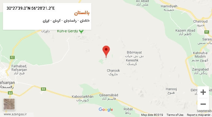 روستای باغستان بر روی نقشه