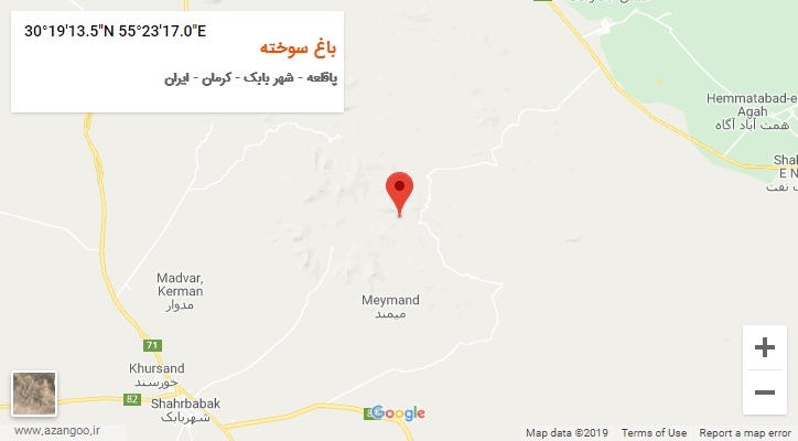 روستای باغ سوخته بر روی نقشه