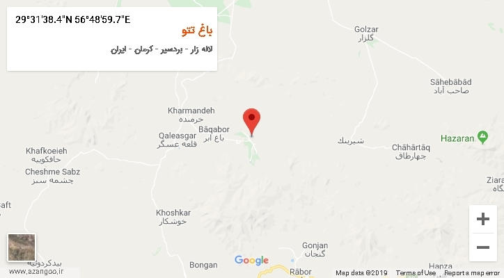 روستای باغ تتو بر روی نقشه