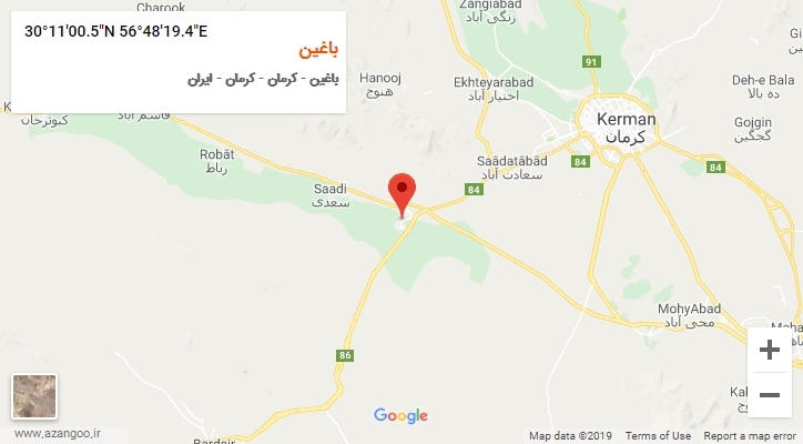 روستای باغین بر روی نقشه