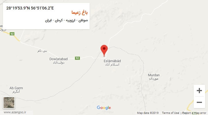 روستای باغ زعیما بر روی نقشه