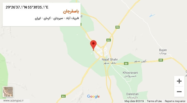 روستای باسفرجان بر روی نقشه