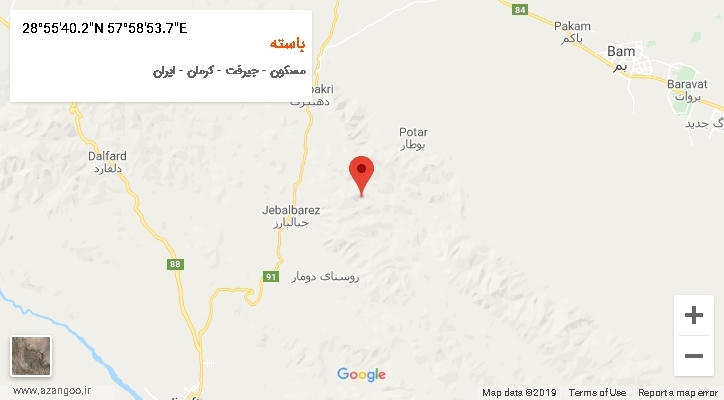 روستای باسته بر روی نقشه