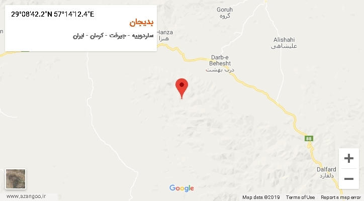 روستای بدیجان بر روی نقشه
