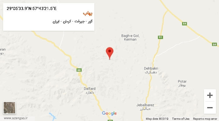 روستای بهاب بر روی نقشه