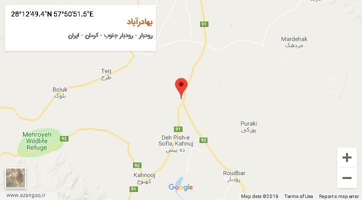 روستای بهادرآباد بر روی نقشه