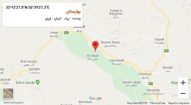 روستای بهارستان بر روی نقشه