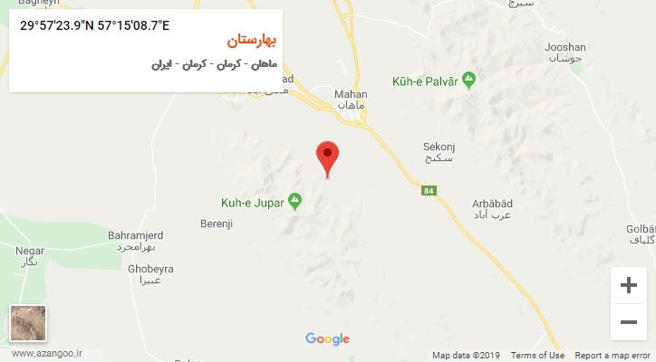 روستای بهارستان بر روی نقشه