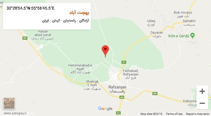 روستای بهجت آباد بر روی نقشه