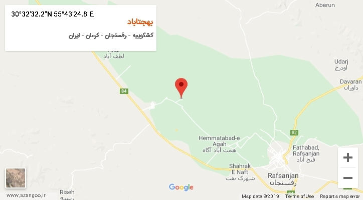 روستای بهجتاباد بر روی نقشه