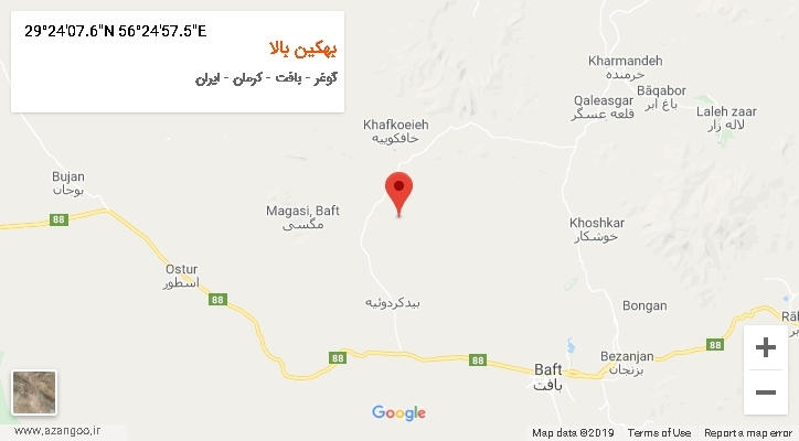 روستای بهکین بالا بر روی نقشه