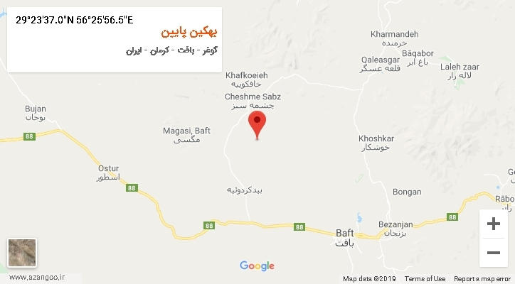 روستای بهکین پایین بر روی نقشه