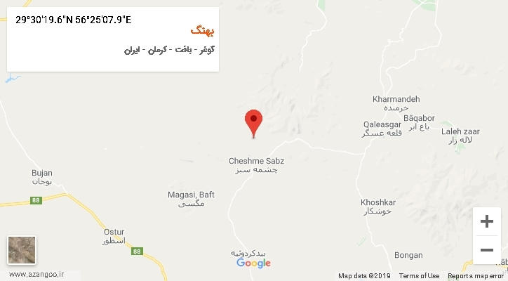 روستای بهنگ بر روی نقشه