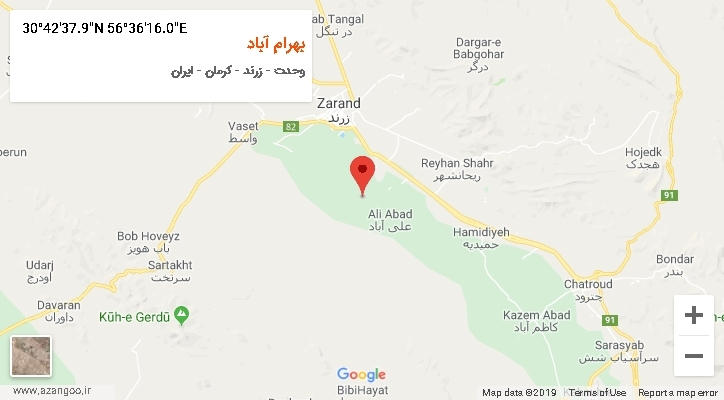 روستای بهرام آباد بر روی نقشه