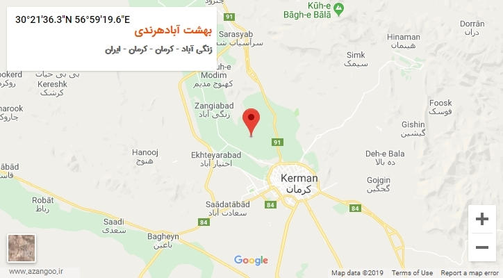 روستای بهشت آبادهرندی بر روی نقشه