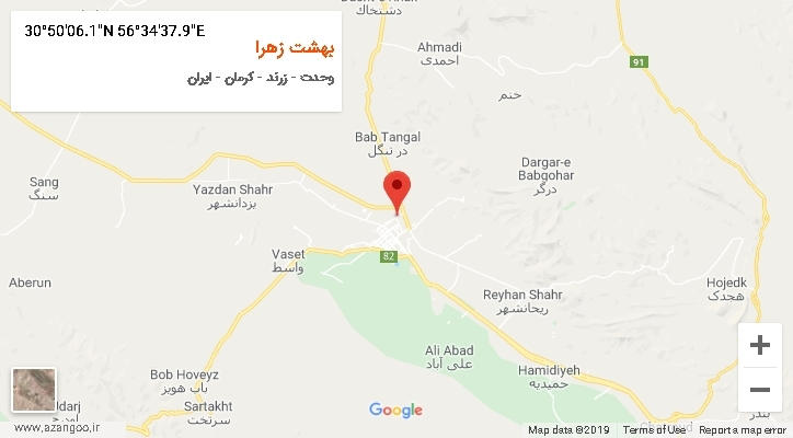 روستای بهشت زهرا بر روی نقشه