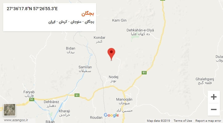 روستای بجگان بر روی نقشه
