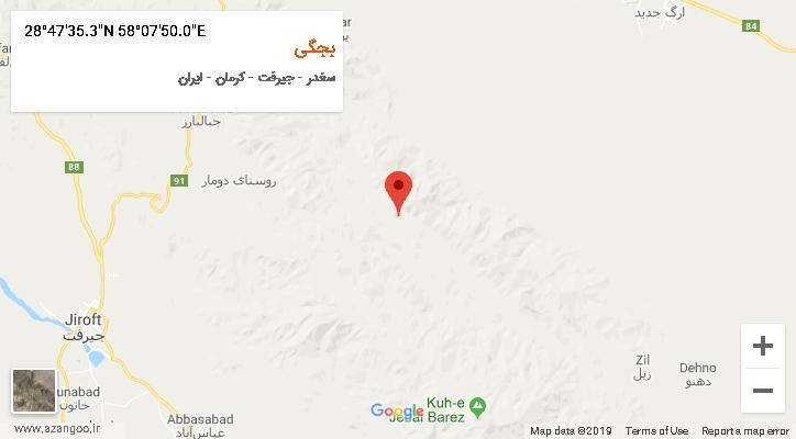 روستای بجگی بر روی نقشه