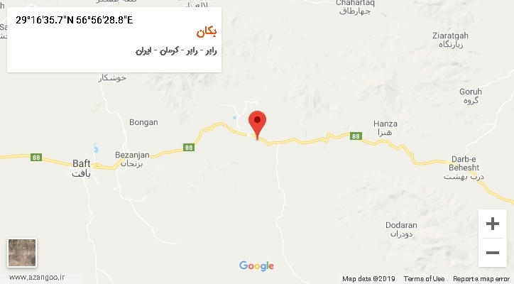 روستای بکان بر روی نقشه