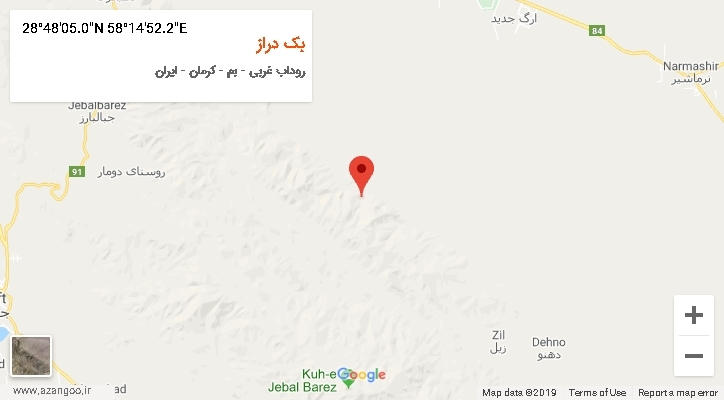 روستای بک دراز بر روی نقشه