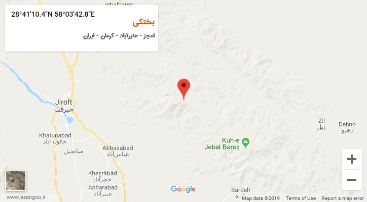 روستای بختکی بر روی نقشه