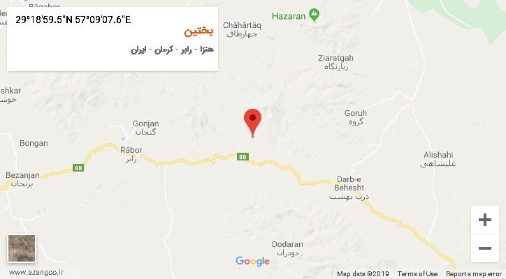 روستای بختین بر روی نقشه