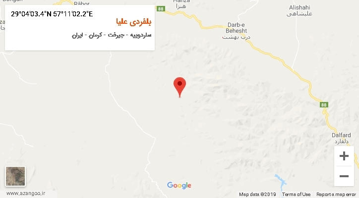 روستای بلفردی علیا بر روی نقشه