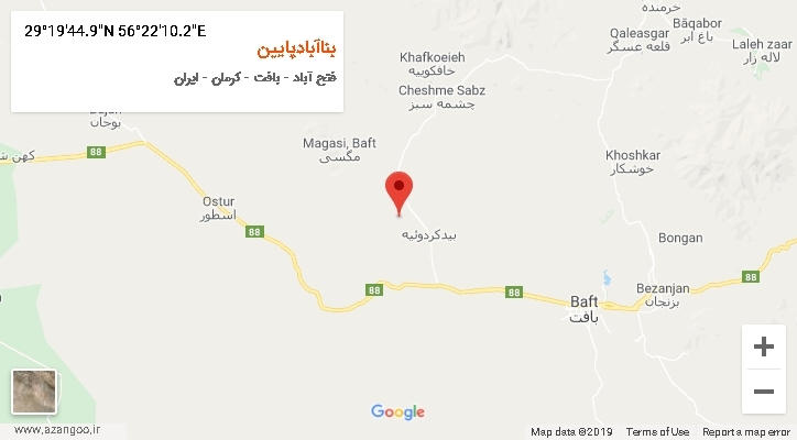روستای بناآبادپایین بر روی نقشه
