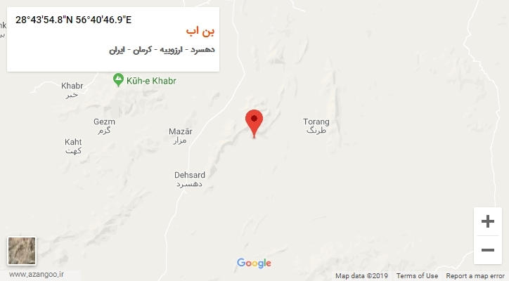 روستای بن اب بر روی نقشه