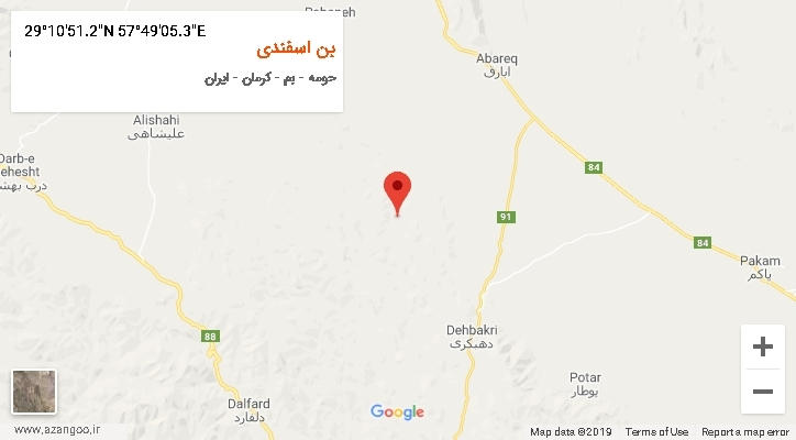 روستای بن اسفندی بر روی نقشه