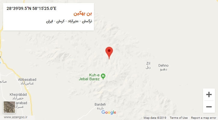 روستای بن بهکین بر روی نقشه
