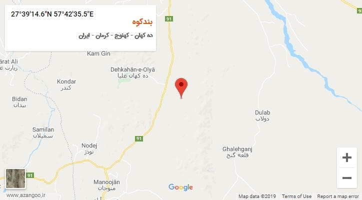 روستای بندکوه بر روی نقشه
