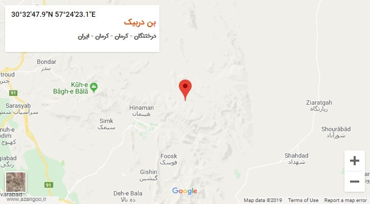 روستای بن دربیک بر روی نقشه